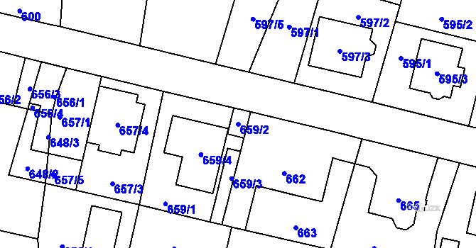 Parcela st. 659/2 v KÚ Nebušice, Katastrální mapa