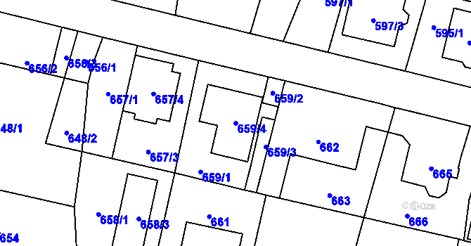 Parcela st. 659/4 v KÚ Nebušice, Katastrální mapa