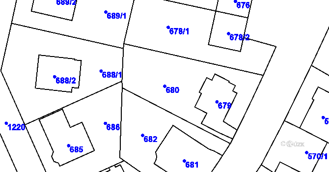 Parcela st. 680 v KÚ Nebušice, Katastrální mapa
