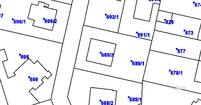 Parcela st. 689/2 v KÚ Nebušice, Katastrální mapa