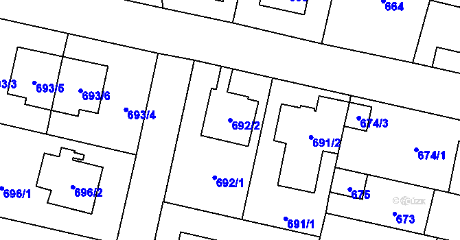 Parcela st. 692/2 v KÚ Nebušice, Katastrální mapa