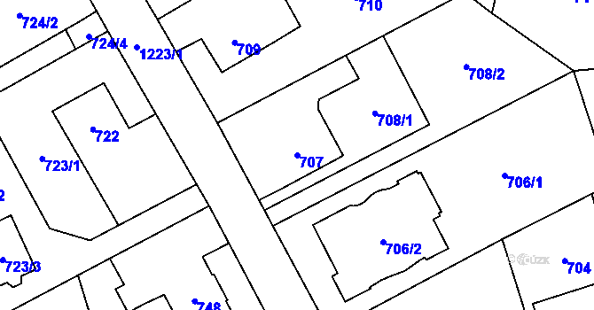 Parcela st. 707 v KÚ Nebušice, Katastrální mapa