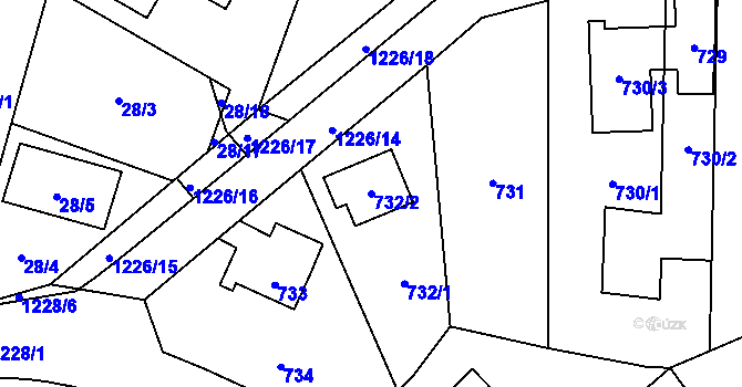 Parcela st. 732/2 v KÚ Nebušice, Katastrální mapa