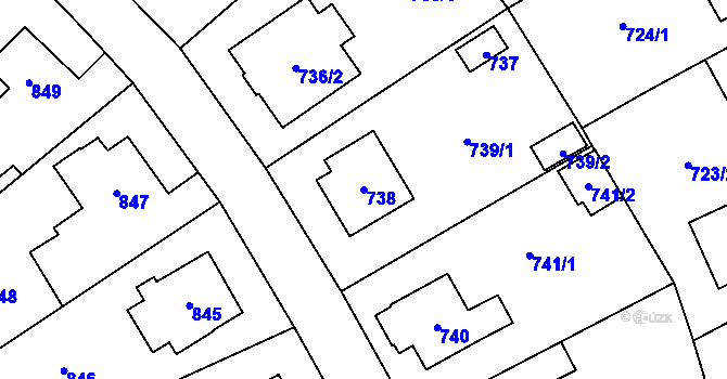 Parcela st. 738 v KÚ Nebušice, Katastrální mapa