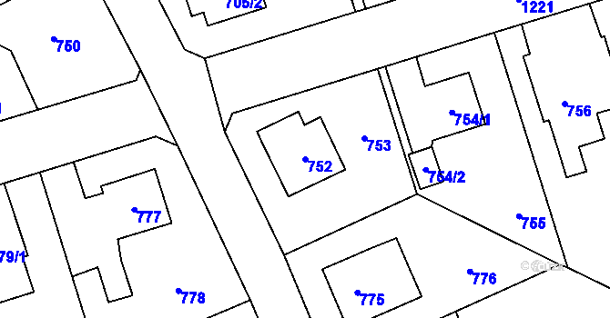 Parcela st. 752 v KÚ Nebušice, Katastrální mapa
