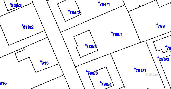 Parcela st. 789/2 v KÚ Nebušice, Katastrální mapa