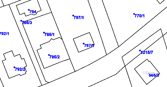Parcela st. 797/2 v KÚ Nebušice, Katastrální mapa