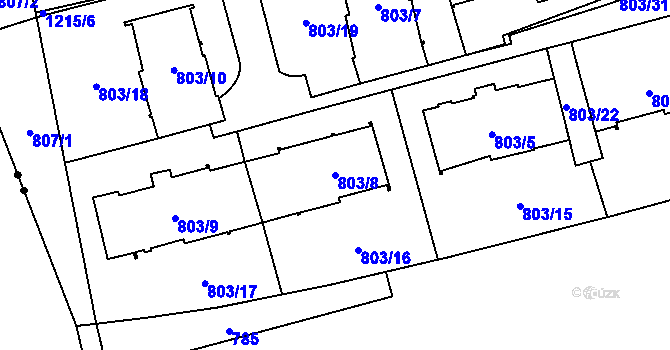 Parcela st. 803/8 v KÚ Nebušice, Katastrální mapa