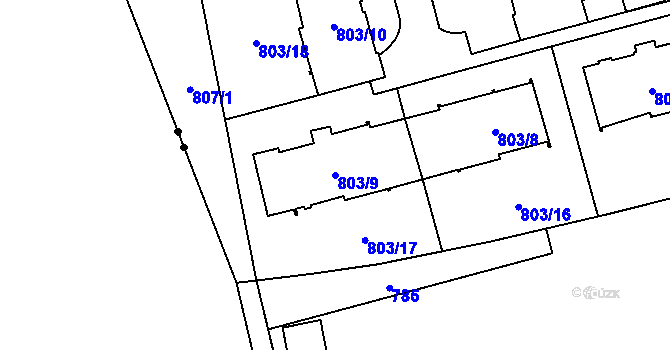 Parcela st. 803/9 v KÚ Nebušice, Katastrální mapa