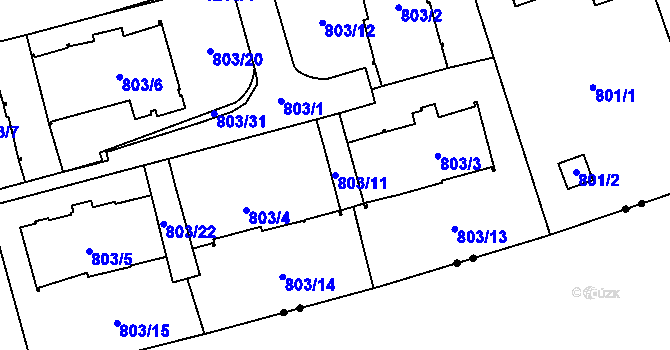 Parcela st. 803/11 v KÚ Nebušice, Katastrální mapa