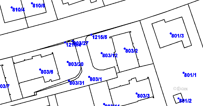 Parcela st. 803/12 v KÚ Nebušice, Katastrální mapa