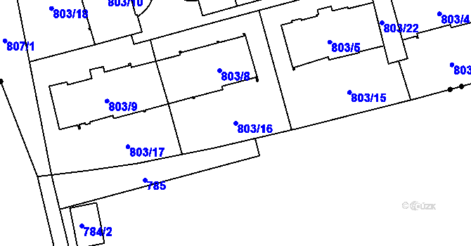 Parcela st. 803/16 v KÚ Nebušice, Katastrální mapa