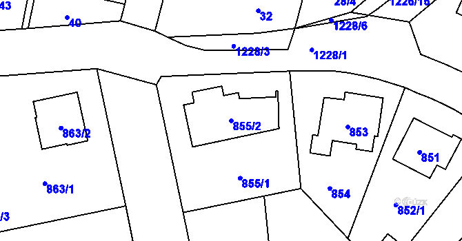 Parcela st. 855/2 v KÚ Nebušice, Katastrální mapa