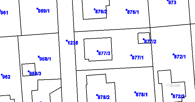 Parcela st. 877/3 v KÚ Nebušice, Katastrální mapa