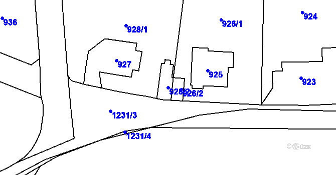 Parcela st. 928/2 v KÚ Nebušice, Katastrální mapa
