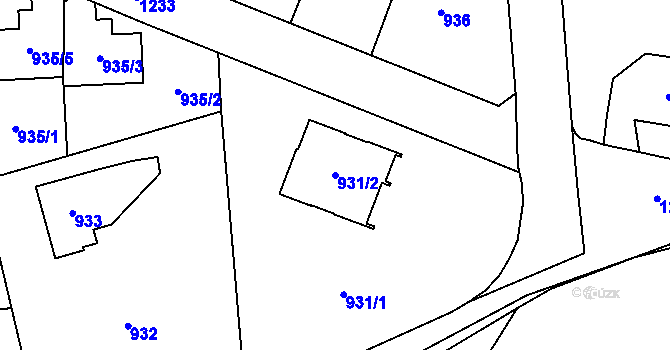 Parcela st. 931/2 v KÚ Nebušice, Katastrální mapa