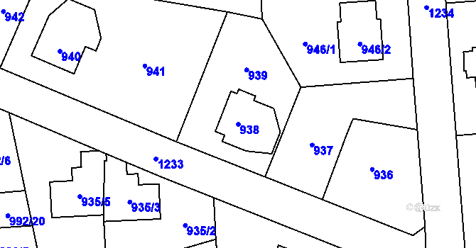 Parcela st. 938 v KÚ Nebušice, Katastrální mapa