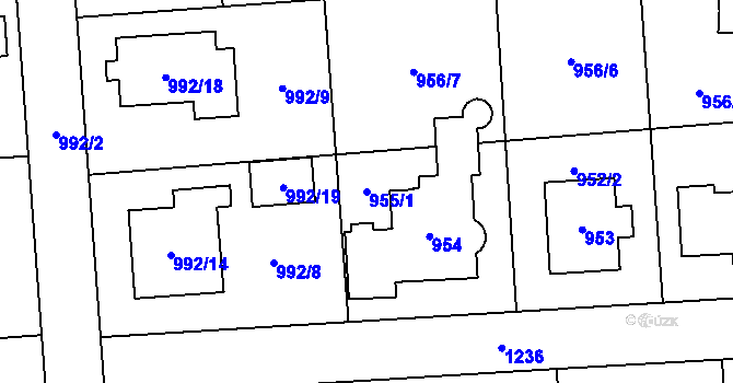 Parcela st. 955/1 v KÚ Nebušice, Katastrální mapa
