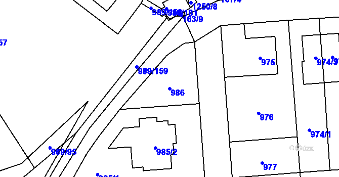 Parcela st. 986 v KÚ Nebušice, Katastrální mapa
