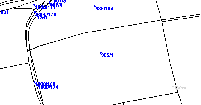 Parcela st. 989/1 v KÚ Nebušice, Katastrální mapa
