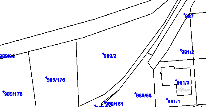 Parcela st. 989/2 v KÚ Nebušice, Katastrální mapa
