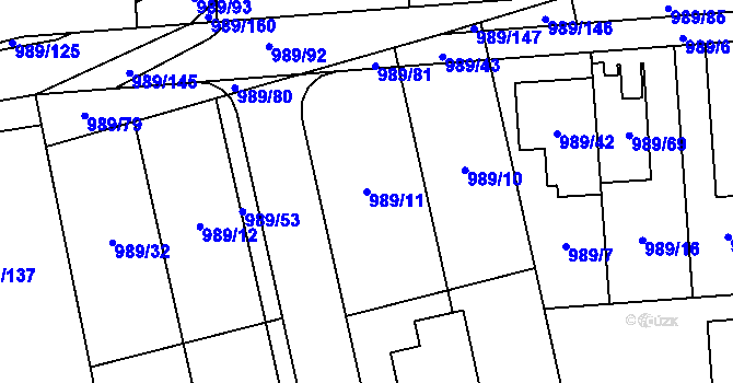 Parcela st. 989/11 v KÚ Nebušice, Katastrální mapa