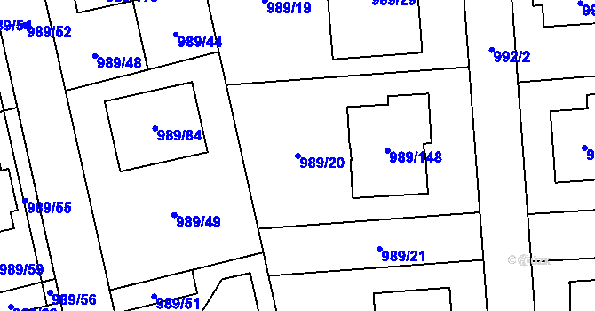 Parcela st. 989/20 v KÚ Nebušice, Katastrální mapa