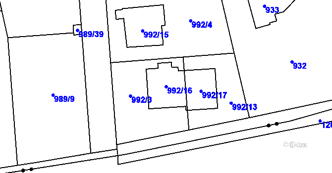 Parcela st. 992/16 v KÚ Nebušice, Katastrální mapa