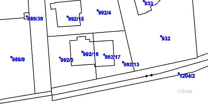 Parcela st. 992/17 v KÚ Nebušice, Katastrální mapa