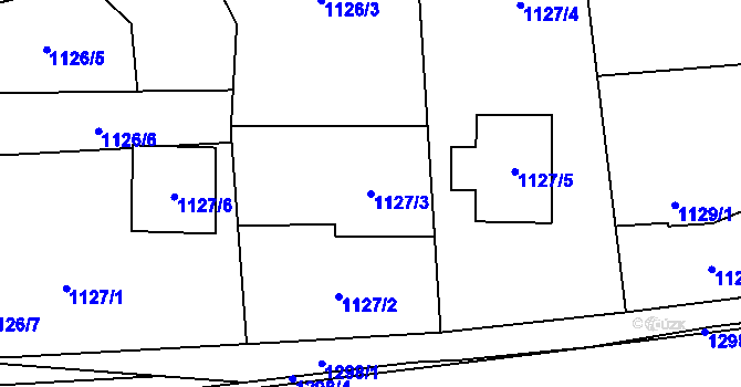 Parcela st. 1127/3 v KÚ Nebušice, Katastrální mapa