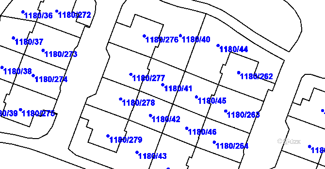 Parcela st. 1180/41 v KÚ Nebušice, Katastrální mapa