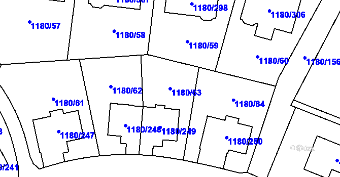 Parcela st. 1180/63 v KÚ Nebušice, Katastrální mapa