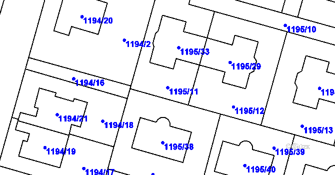 Parcela st. 1195/11 v KÚ Nebušice, Katastrální mapa