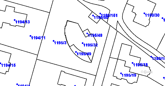 Parcela st. 1195/32 v KÚ Nebušice, Katastrální mapa