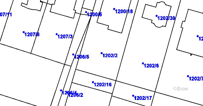 Parcela st. 1202/2 v KÚ Nebušice, Katastrální mapa