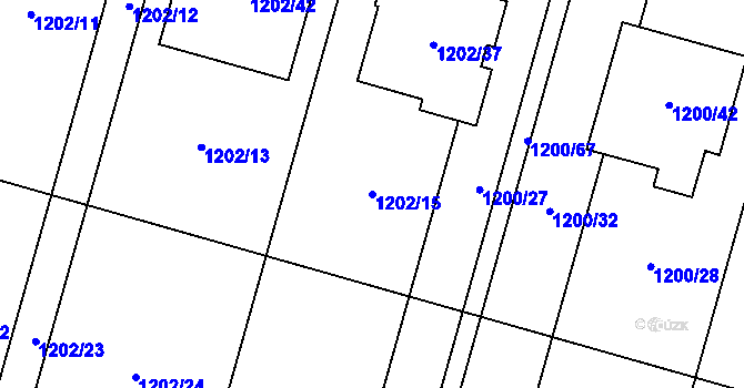 Parcela st. 1202/15 v KÚ Nebušice, Katastrální mapa