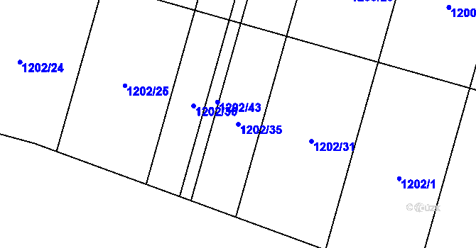 Parcela st. 1202/35 v KÚ Nebušice, Katastrální mapa