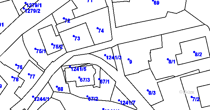 Parcela st. 1241/3 v KÚ Nebušice, Katastrální mapa