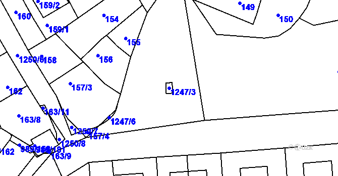 Parcela st. 1247/3 v KÚ Nebušice, Katastrální mapa