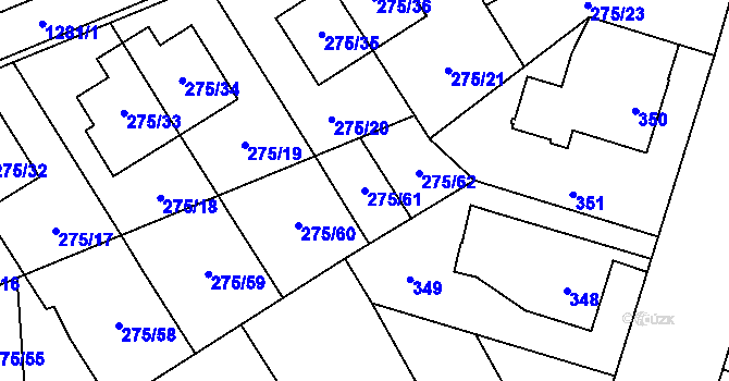 Parcela st. 275/61 v KÚ Nebušice, Katastrální mapa