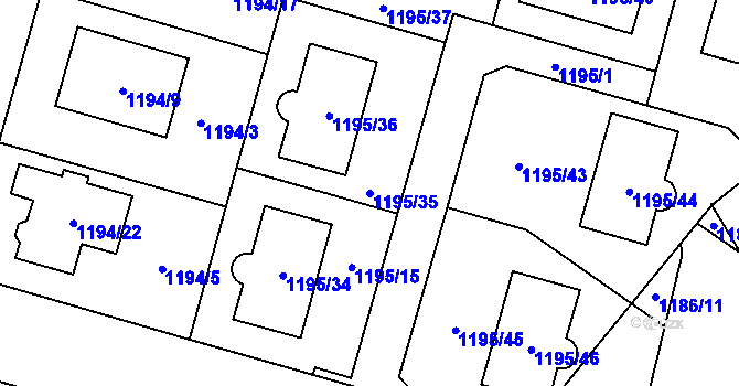 Parcela st. 1195/35 v KÚ Nebušice, Katastrální mapa