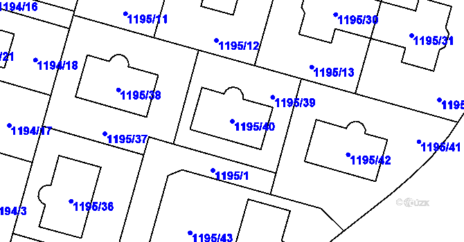 Parcela st. 1195/40 v KÚ Nebušice, Katastrální mapa