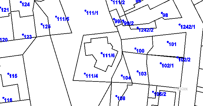 Parcela st. 111/6 v KÚ Nebušice, Katastrální mapa