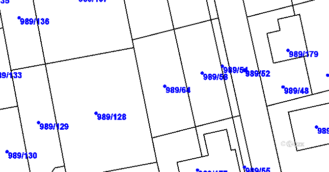 Parcela st. 989/64 v KÚ Nebušice, Katastrální mapa