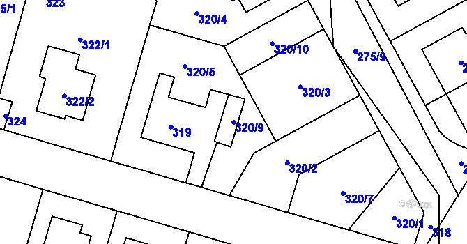 Parcela st. 320/9 v KÚ Nebušice, Katastrální mapa