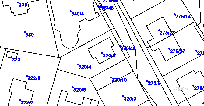 Parcela st. 320/8 v KÚ Nebušice, Katastrální mapa
