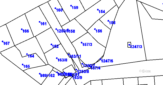 Parcela st. 157/3 v KÚ Nebušice, Katastrální mapa