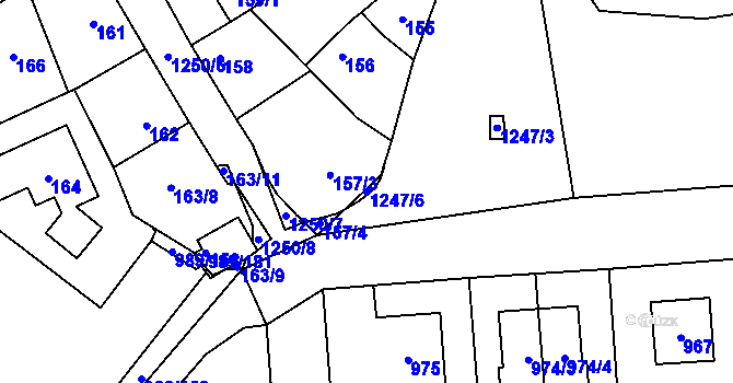 Parcela st. 1247/6 v KÚ Nebušice, Katastrální mapa