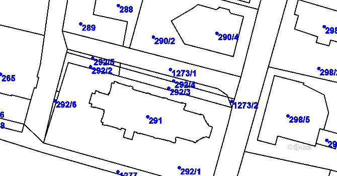 Parcela st. 292/3 v KÚ Nebušice, Katastrální mapa