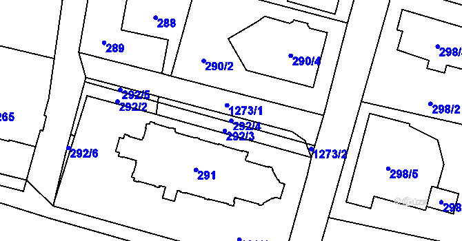 Parcela st. 292/4 v KÚ Nebušice, Katastrální mapa